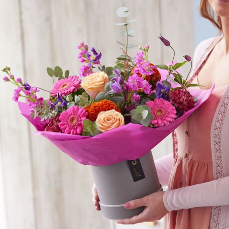 Luxury Mother's Day Brights Hatbox Flower Arrangement